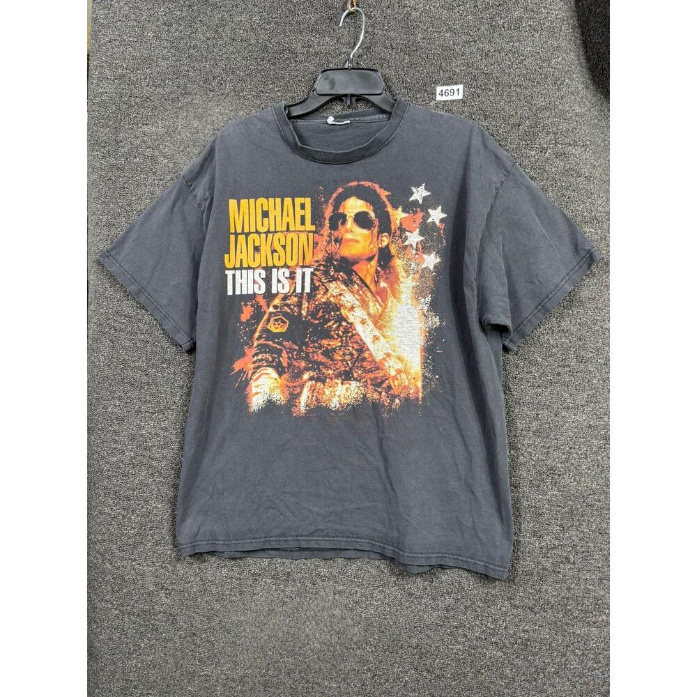 Michael Jackson Shirt Mens Large Black This Is It Graphic Concert T-Shirt Movie